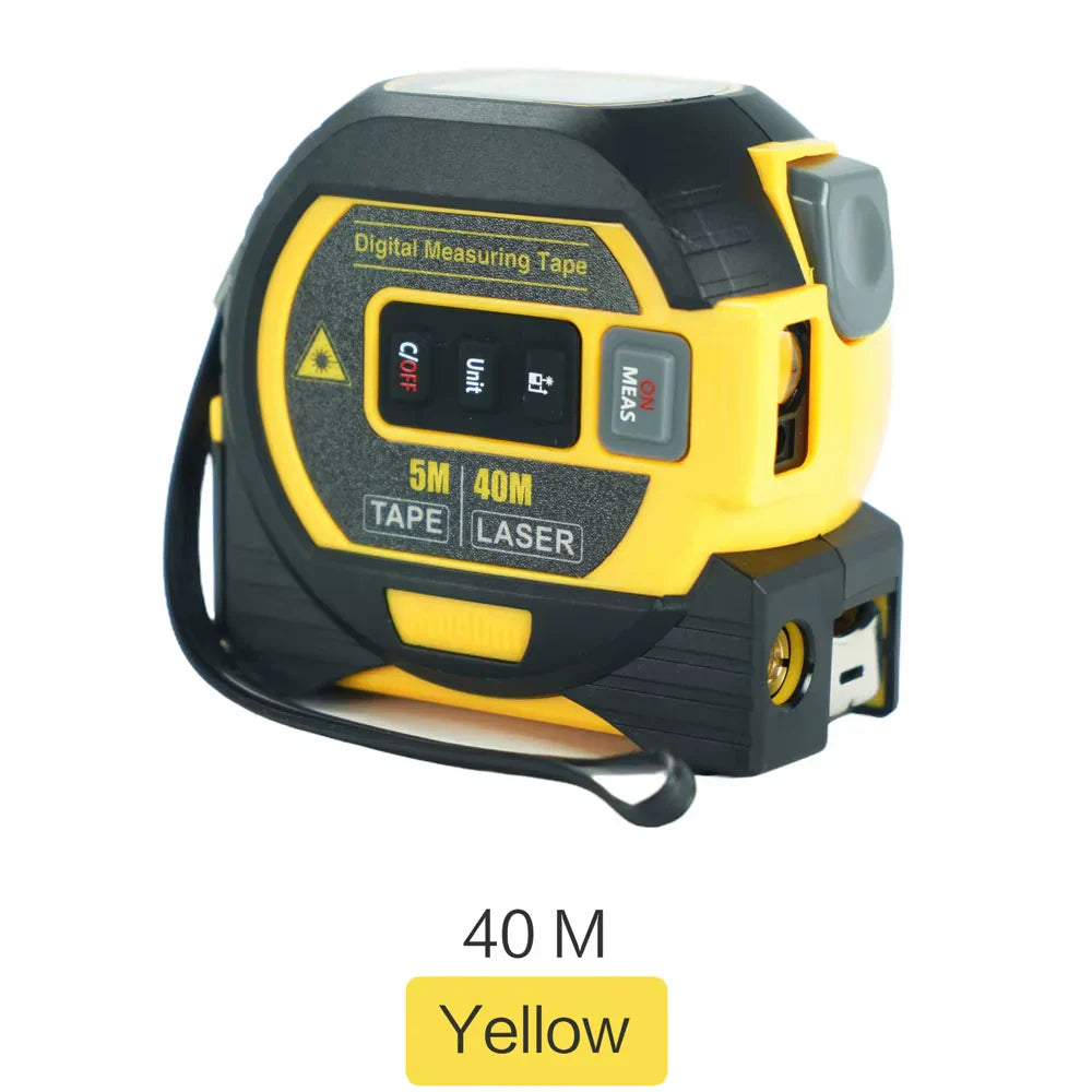 3-in-1 Laser Tape Measure 40/60M – Digital Infrared Distance Meter with Data Storage, LCD Display & Spirit Level for Construction & Home Use