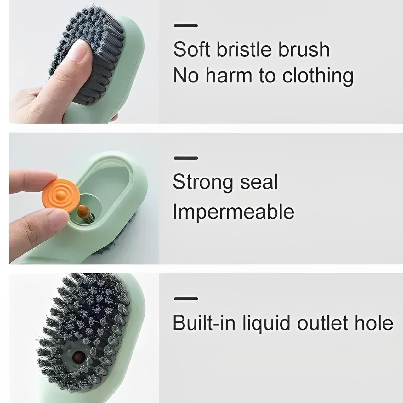 2-Set Automatic Liquid Dispensing Shoe Cleaning Brushes – Self-Wetting Scrub Brush Kit for Sneakers, Boots, Canvas & Fabric Shoes