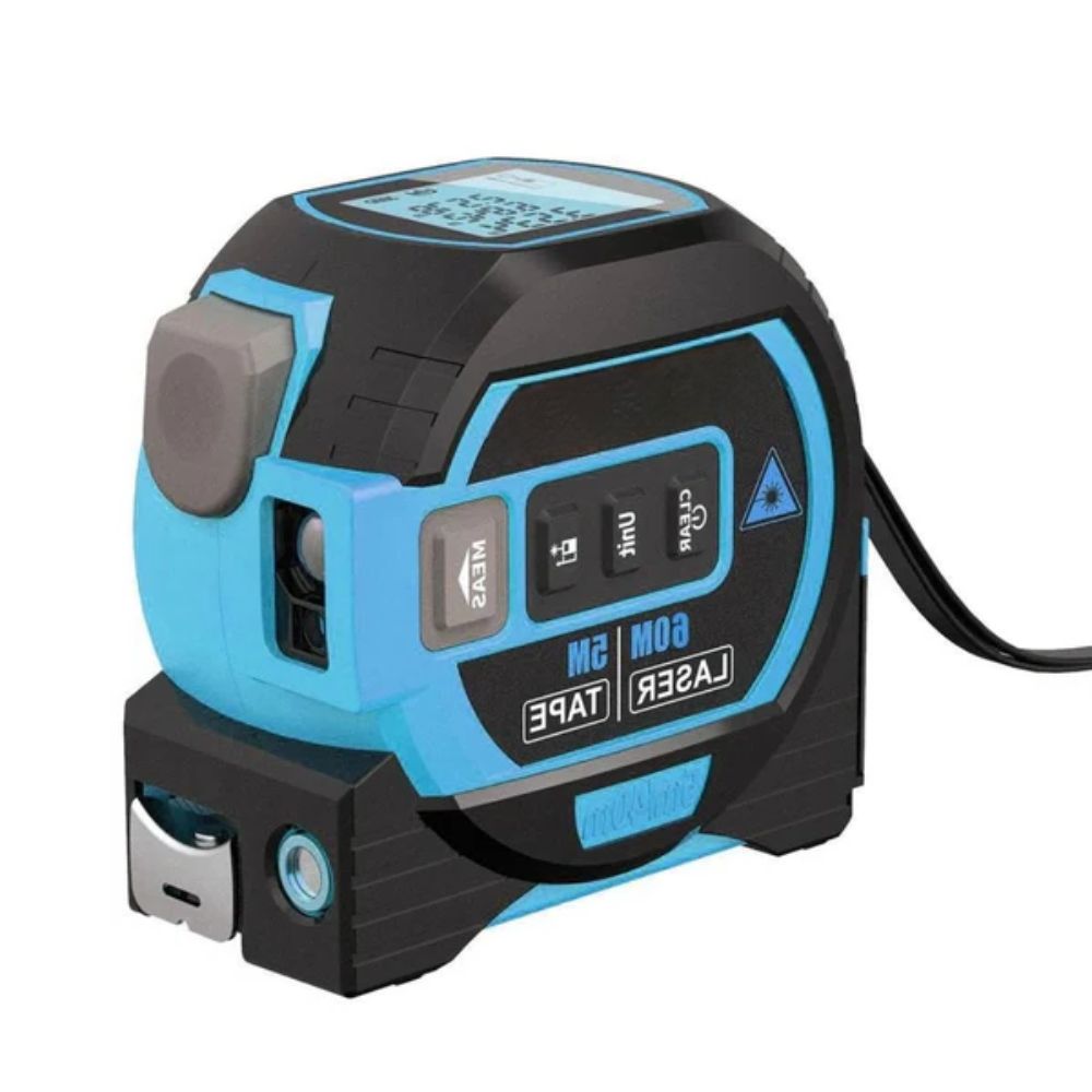 3-in-1 Digital Infrared Laser Tape Measure – LCD Distance Meter with Tape Rule & Bubble Level for Home DIY, Construction & Room Measurement