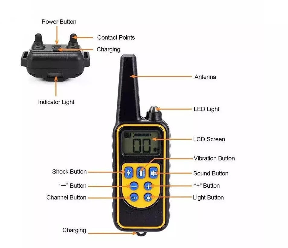 2600ft Range Electronic Dog Training Collar – Waterproof Rechargeable Remote Shock & Vibration E-Collar for Small, Medium & Large Dogs