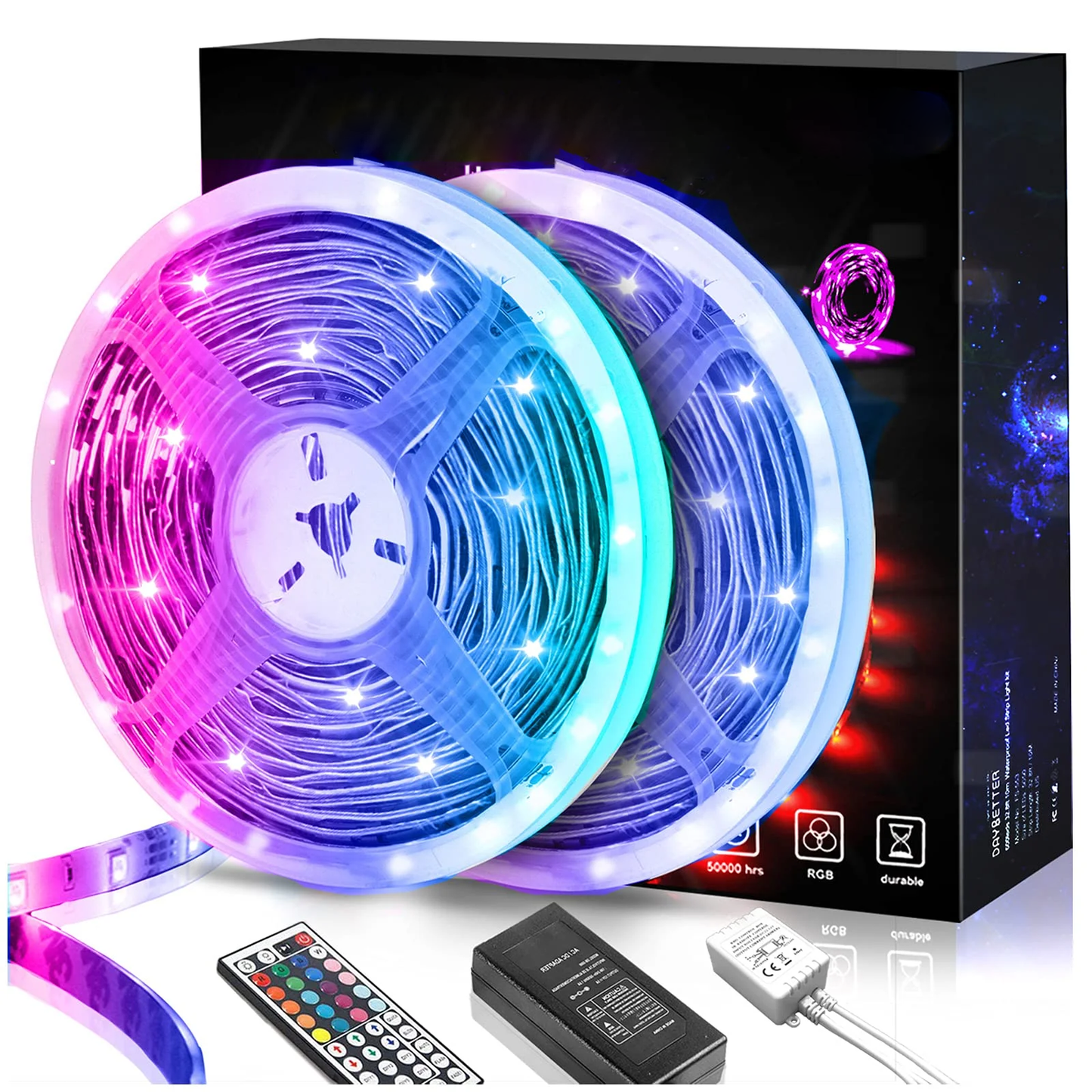 32ft RGB LED Strip Lights – Color Changing Smart LED Light Strip with Remote & App Control for Bedroom, Gaming Room, TV Backlight & Home Décor