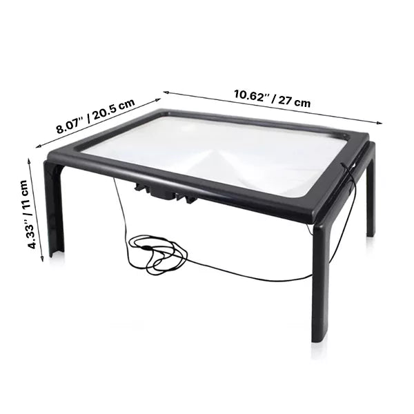 3X LED Page Magnifying Glass – Full Page Reading Magnifier with Light for Books, Newspapers & Small Print, Seniors & Low Vision Aid