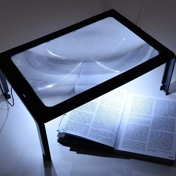 3X LED Page Magnifying Glass – Full Page Reading Magnifier with Light for Books, Newspapers & Small Print, Seniors & Low Vision Aid