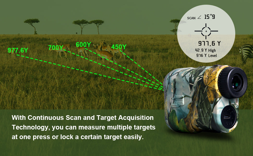 1000 Yard Hunting Laser Range Finder – Waterproof Golf & Archery Rangefinder with Slope Compensation, 6X Magnification, Fast Focus
