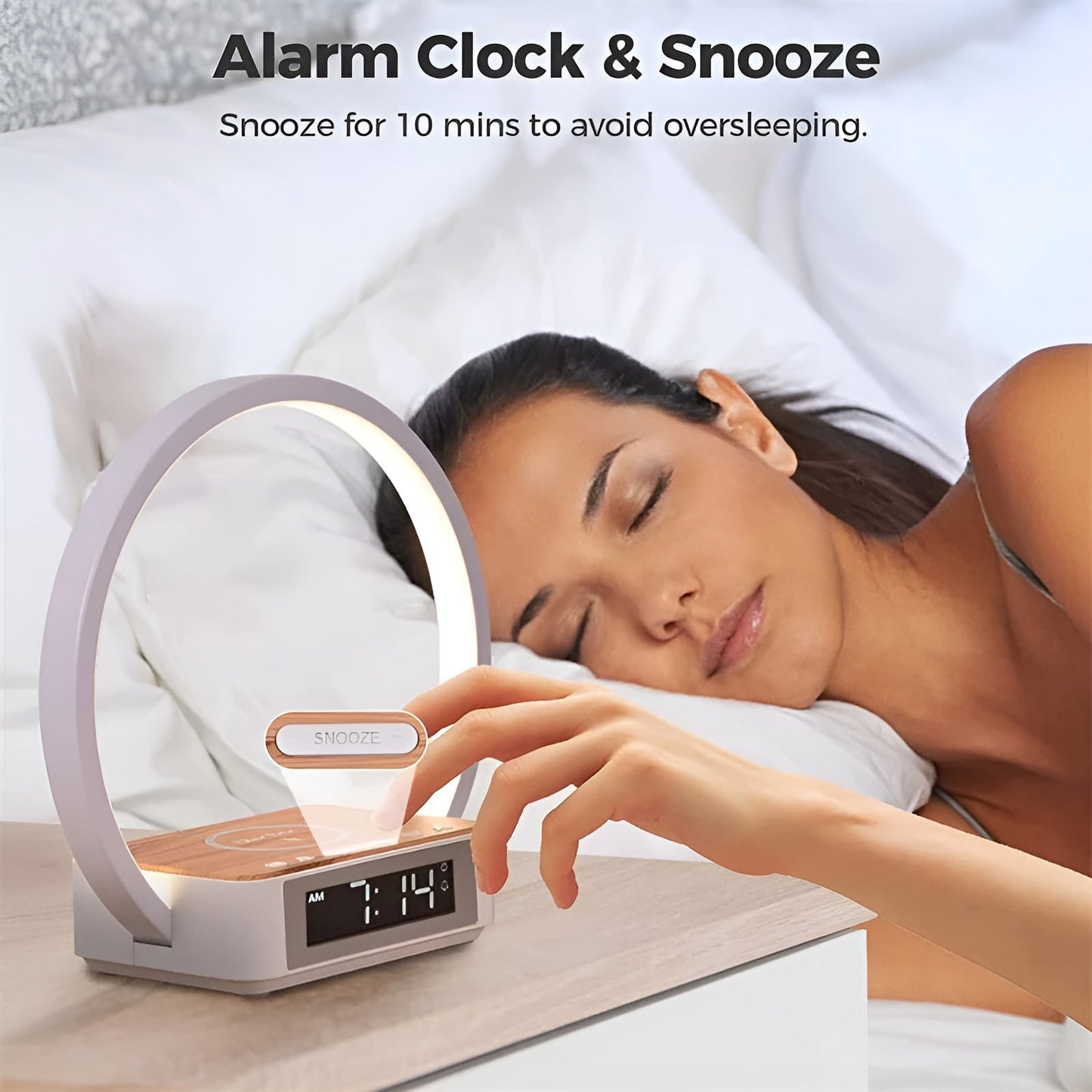3-in-1 Smart Table Lamp with Wireless Charging & Alarm Clock – Touch Control LED Desk Light with Qi Charging Pad for Bedroom, Office & Nightstand
