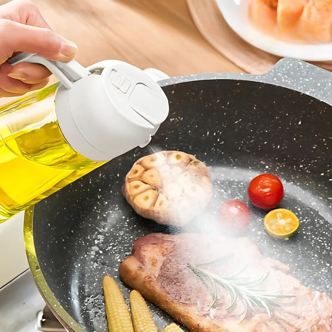 2-in-1 Oil Spray Bottle – Fine Mist Olive Oil Sprayer for Air Fryer, Baking, Salad Dressing, BBQ & Healthy Cooking, Kitchen Oil Mister