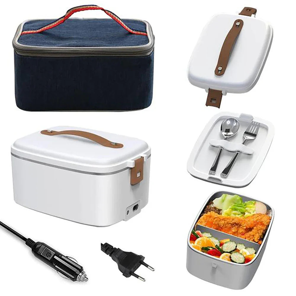 3-in-1 Electric Lunch Box – Portable Food Warmer & Cooker for Car, Truck & Office, 1.8L Capacity, 12V/220V Dual Voltage Heated Bento Box