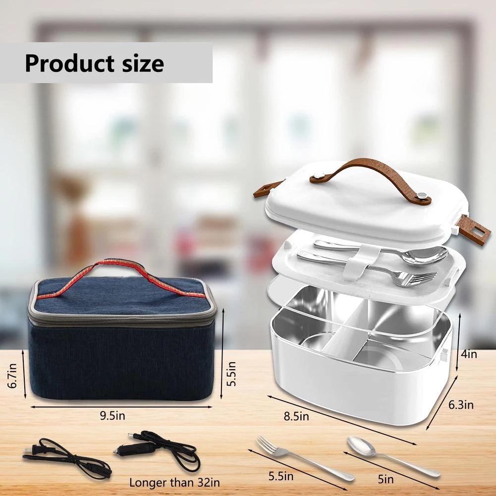 3-in-1 Electric Lunch Box – Portable Food Warmer & Cooker for Car, Truck & Office, 1.8L Capacity, 12V/220V Dual Voltage Heated Bento Box