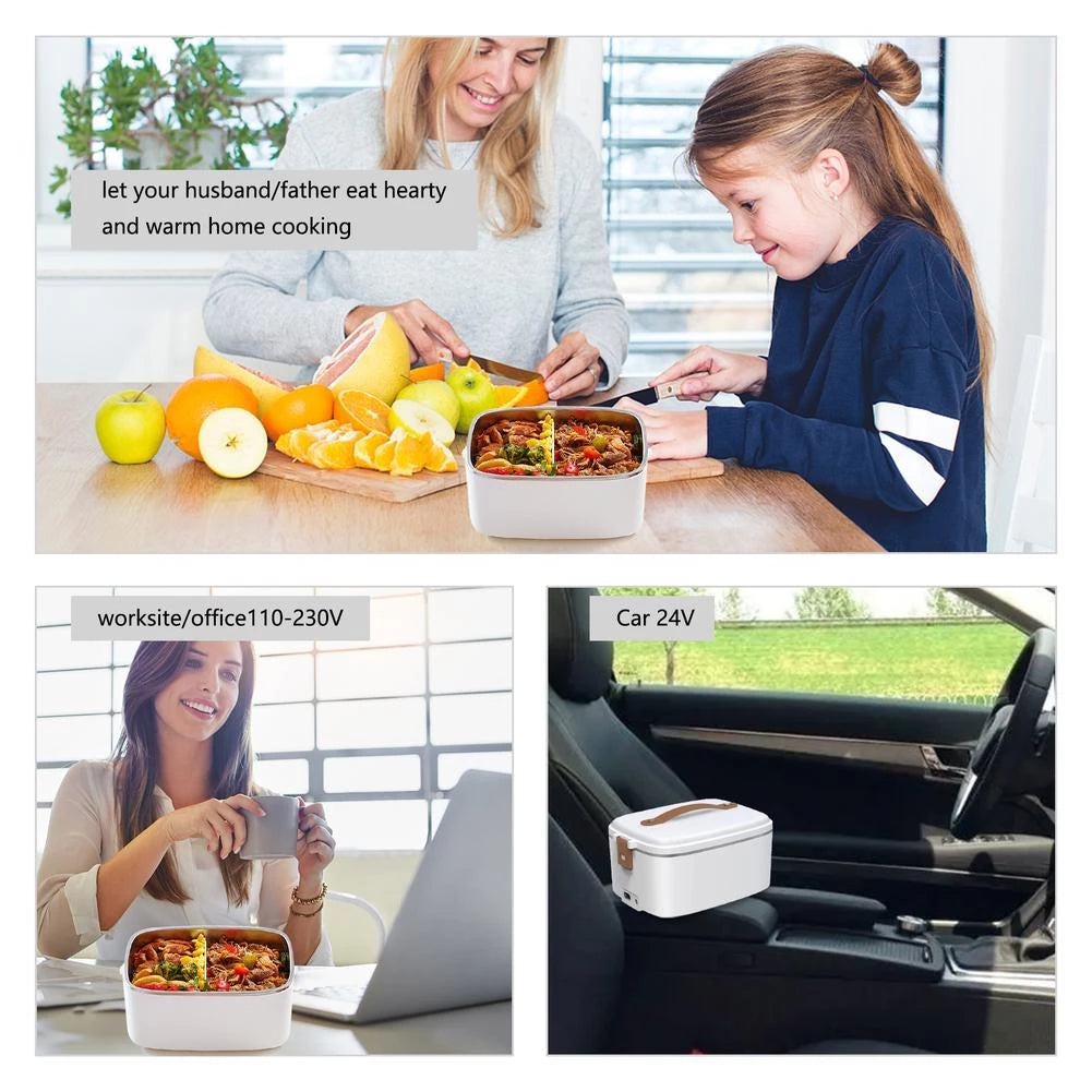 3-in-1 Electric Lunch Box – Portable Food Warmer & Cooker for Car, Truck & Office, 1.8L Capacity, 12V/220V Dual Voltage Heated Bento Box