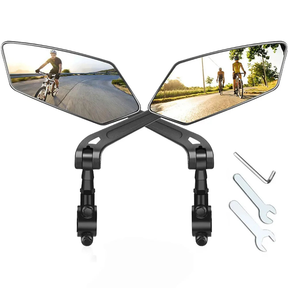 2-Pack Bike Rearview Mirrors – 360° Adjustable Wide Angle Bicycle Handlebar Mirror for Road Bikes, Mountain Bikes, E-Bikes, Cycling Safety