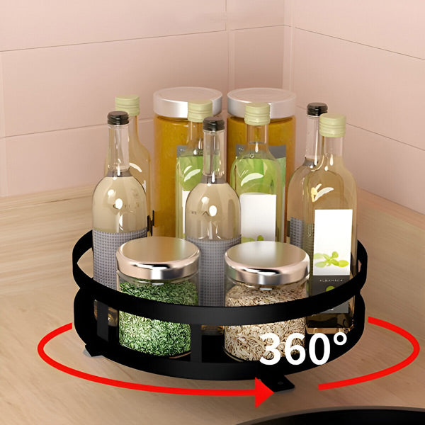 3-Tier Swivel Rotating Metal Organizer – 360° Countertop Storage Rack for Kitchen, Bathroom & Office, Spice Rack, Cosmetic & Desk Organizer