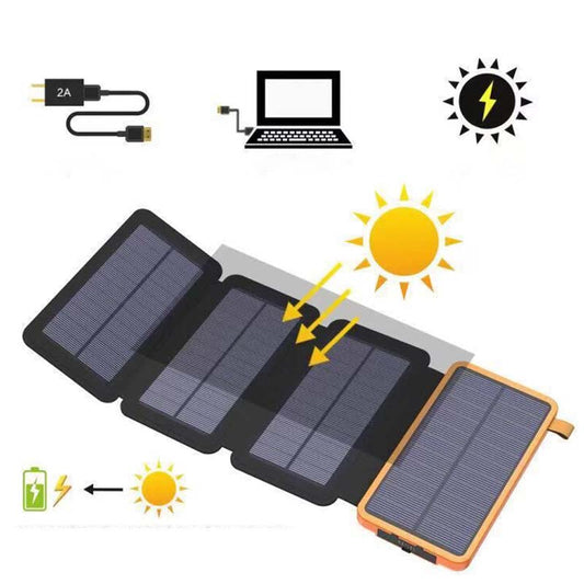 25000mAh Solar Power Bank – Fast Charge Portable Outdoor Battery Pack with 4 Solar Panels, USB-C & 3 USB Outputs for Camping, Hiking & Emergency