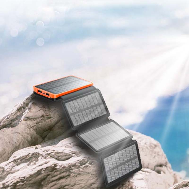 25000mAh Solar Power Bank – Fast Charge Portable Outdoor Battery Pack with 4 Solar Panels, USB-C & 3 USB Outputs for Camping, Hiking & Emergency