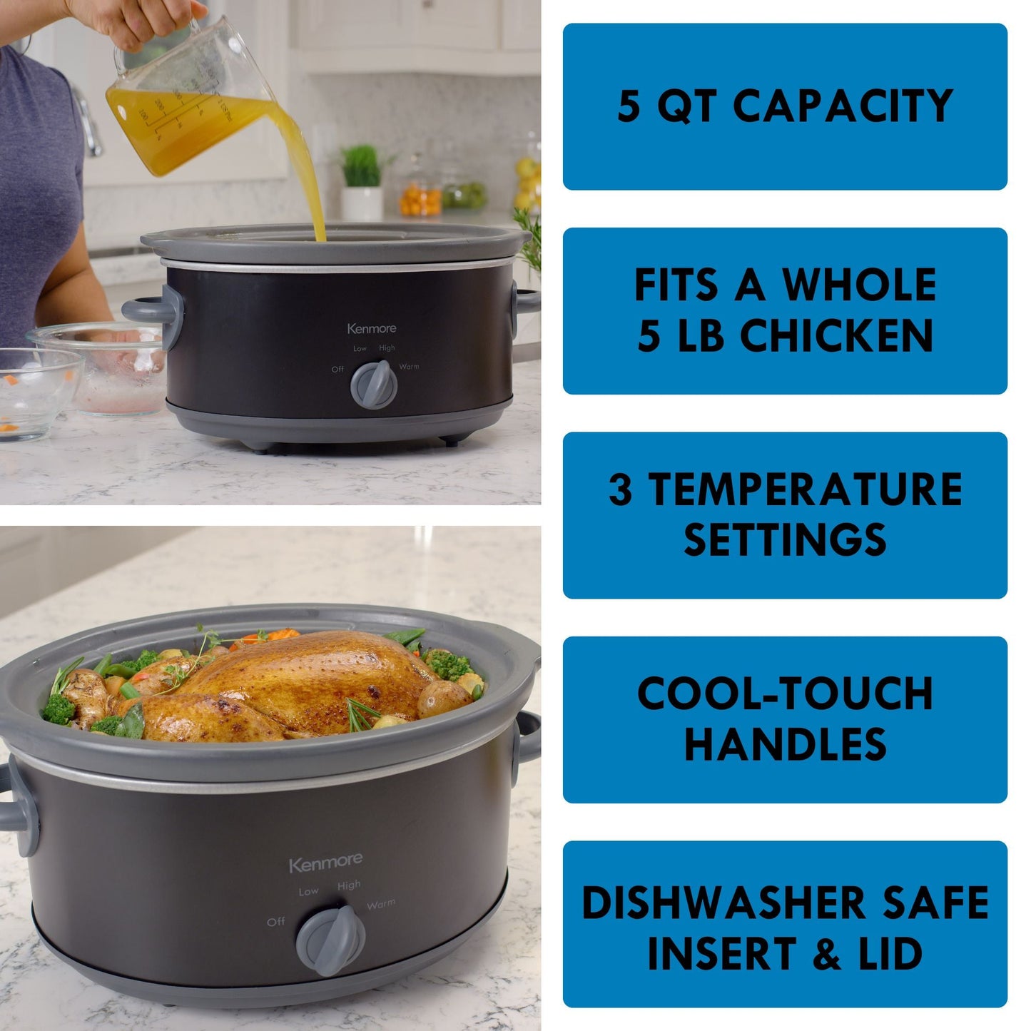 Kenmore 5-Qt Oval Ceramic Slow Cooker
