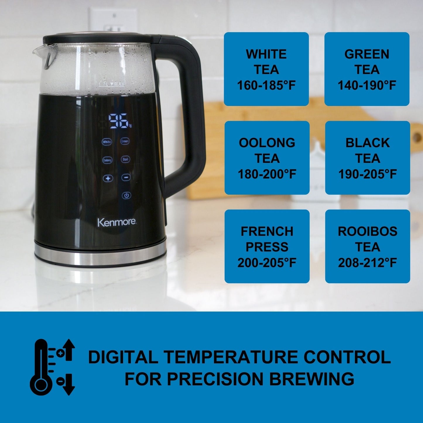 Kenmore Glass Electric Kettle 1.6L
