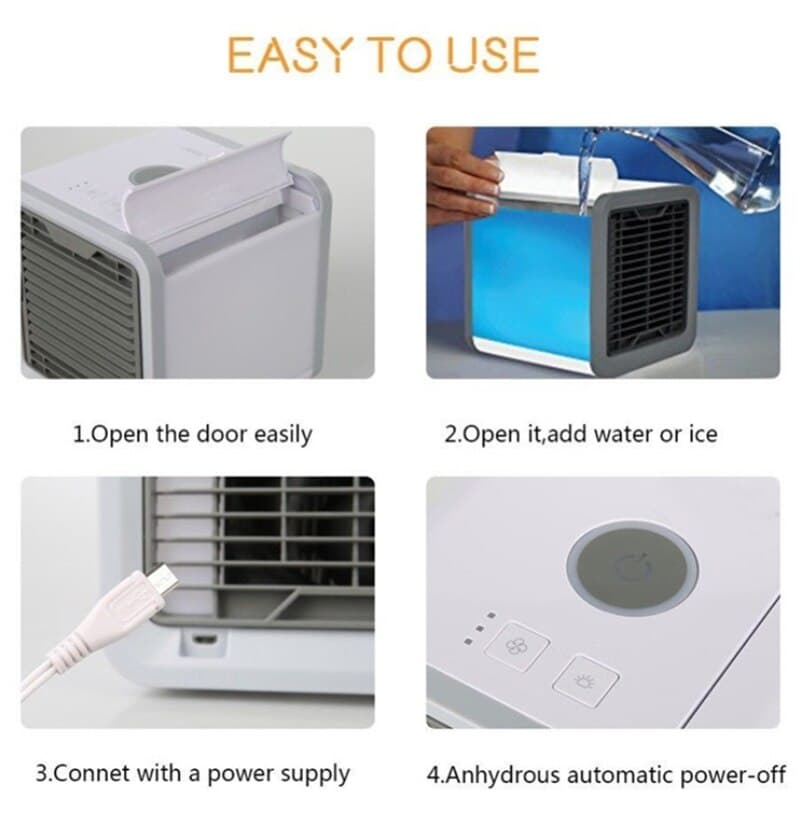 3-in-1 Portable Mini Air Conditioner – Personal USB Desk Fan Cooler, Humidifier & Air Purifier for Bedroom, Office & Home, Summer Cooling