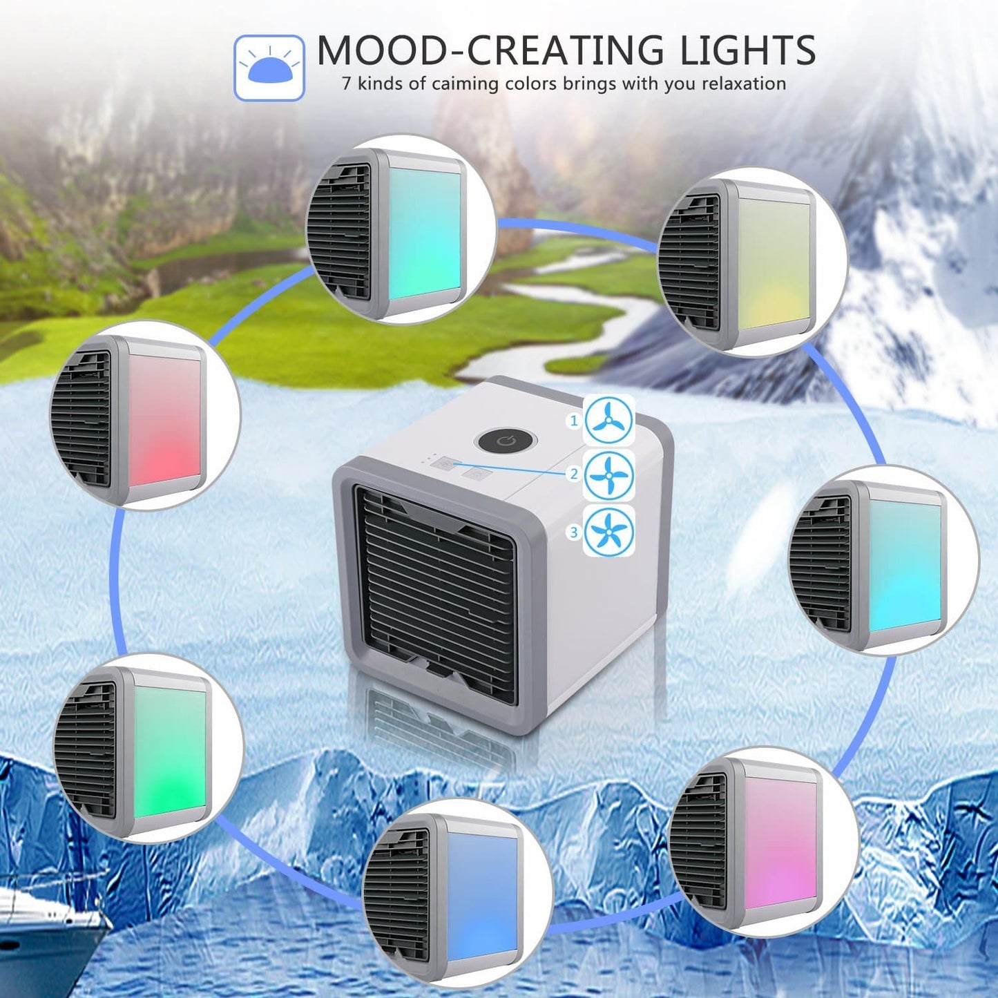 3-in-1 Portable Mini Air Conditioner – Personal USB Desk Fan Cooler, Humidifier & Air Purifier for Bedroom, Office & Home, Summer Cooling