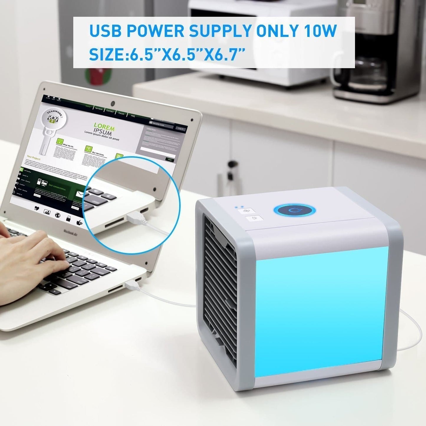 3-in-1 Portable Mini Air Conditioner – Personal USB Desk Fan Cooler, Humidifier & Air Purifier for Bedroom, Office & Home, Summer Cooling