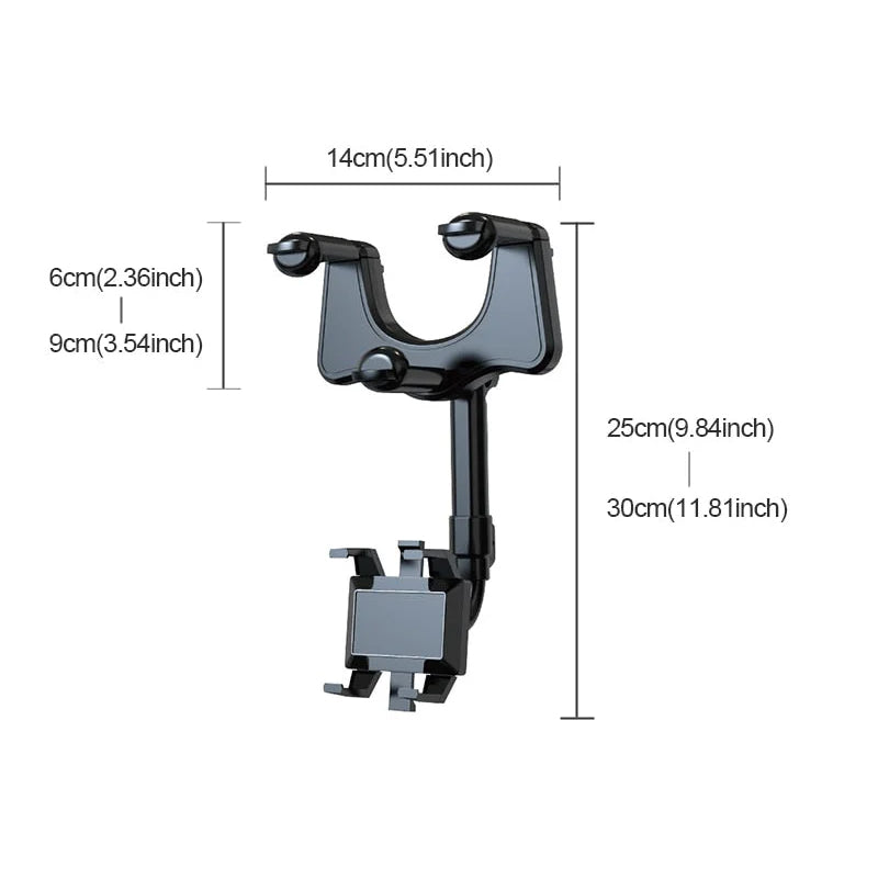 360° Rearview Mirror Car Phone Holder – Multifunctional Rotating Mirror Mount for Smartphones, Universal Car GPS Holder for All Vehicles