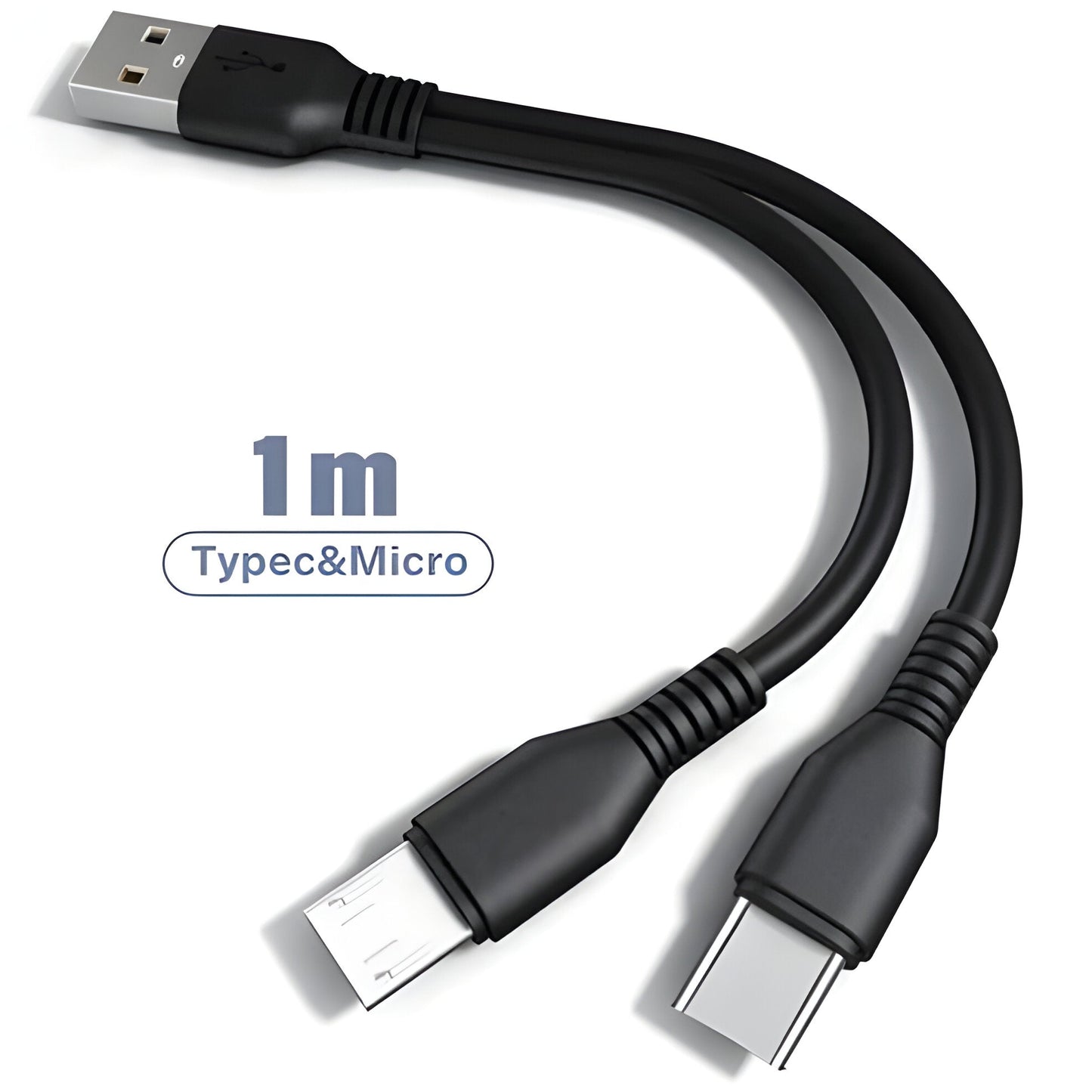 2-in-1 Multi USB Charging Cable – Dual Connector Fast Charge Cord with Micro USB & Type C or Double Type C for Android, Tablets & Accessories