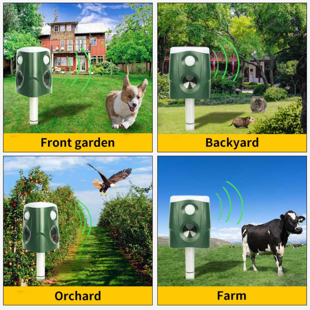 360° 3-in-1 Ultrasonic Animal & Cat Repellent – Solar Powered Outdoor Pest Deterrent with Sonic, Ultrasonic & Flashing Light Modes