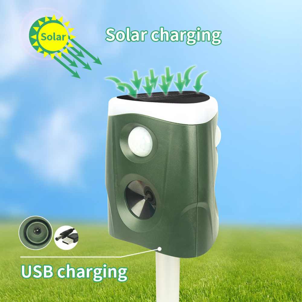 360° 3-in-1 Ultrasonic Animal & Cat Repellent – Solar Powered Outdoor Pest Deterrent with Sonic, Ultrasonic & Flashing Light Modes