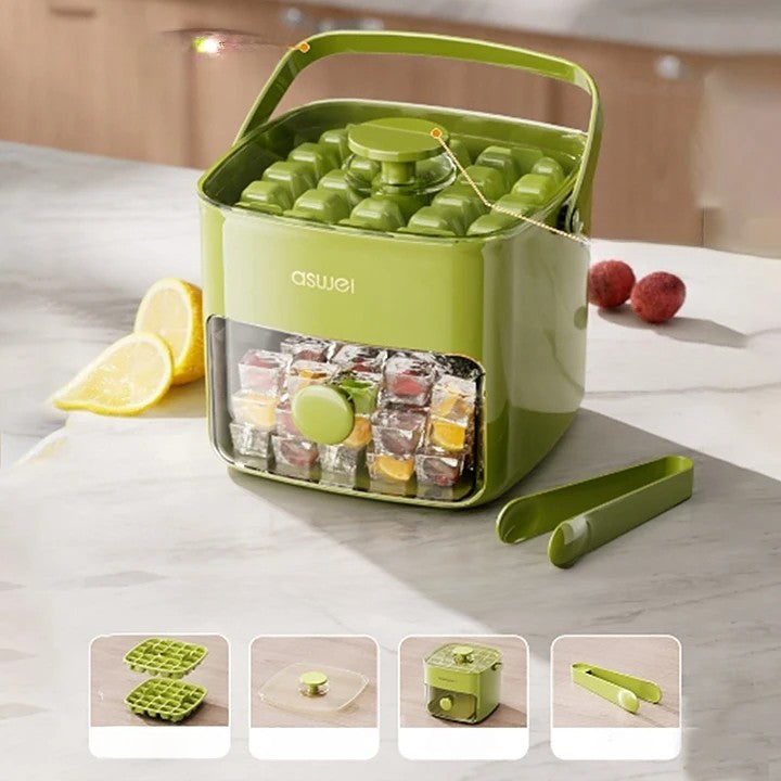 2-Stage Push-In Ice Cube Tray – Dual Layer Stackable Silicone Ice Tray with Lid, Easy-Release Large Ice Molds for Cocktails, Whiskey & Cold Drinks