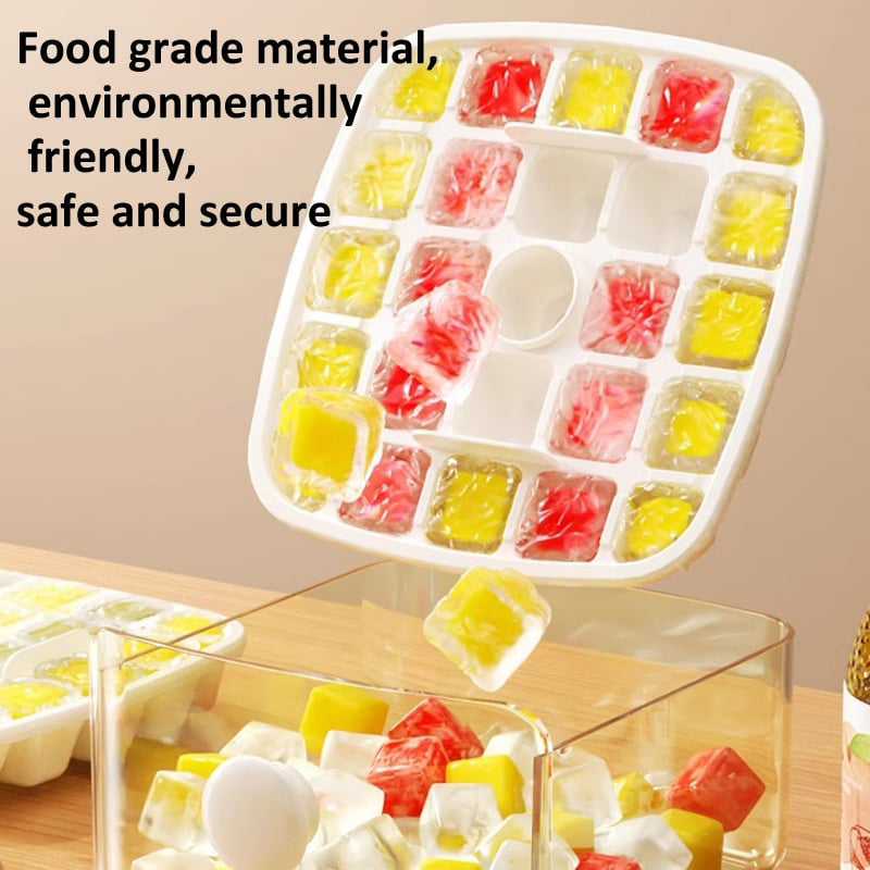 2-Stage Push-In Ice Cube Tray – Dual Layer Stackable Silicone Ice Tray with Lid, Easy-Release Large Ice Molds for Cocktails, Whiskey & Cold Drinks