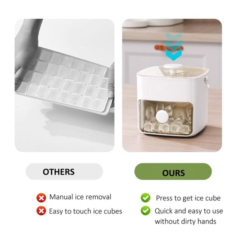 2-Stage Push-In Ice Cube Tray – Dual Layer Stackable Silicone Ice Tray with Lid, Easy-Release Large Ice Molds for Cocktails, Whiskey & Cold Drinks