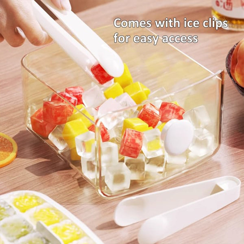 2-Stage Push-In Ice Cube Tray – Dual Layer Stackable Silicone Ice Tray with Lid, Easy-Release Large Ice Molds for Cocktails, Whiskey & Cold Drinks