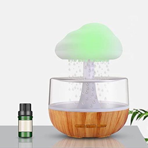 2-in-1 Rain Cloud Humidifier & Night Light – Raining Cloud Aromatherapy Essential Oil Diffuser, Zen Desk Lamp, Mushroom Atmosphere Light for Bedroom