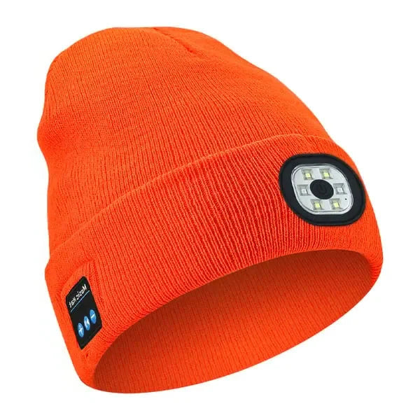 3-in-1 Bluetooth Beanie Hat with Built-In LED Light – Wireless Music Headphone Beanie for Running, Cycling, Camping & Winter Outdoor Activities