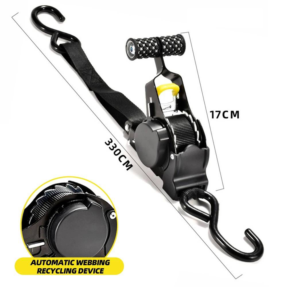 2-Set Auto-Retract Ratchet Straps – Heavy-Duty Retractable Tie-Down Cargo Straps for Truck, Trailer, Roof Rack, Moving & Hauling