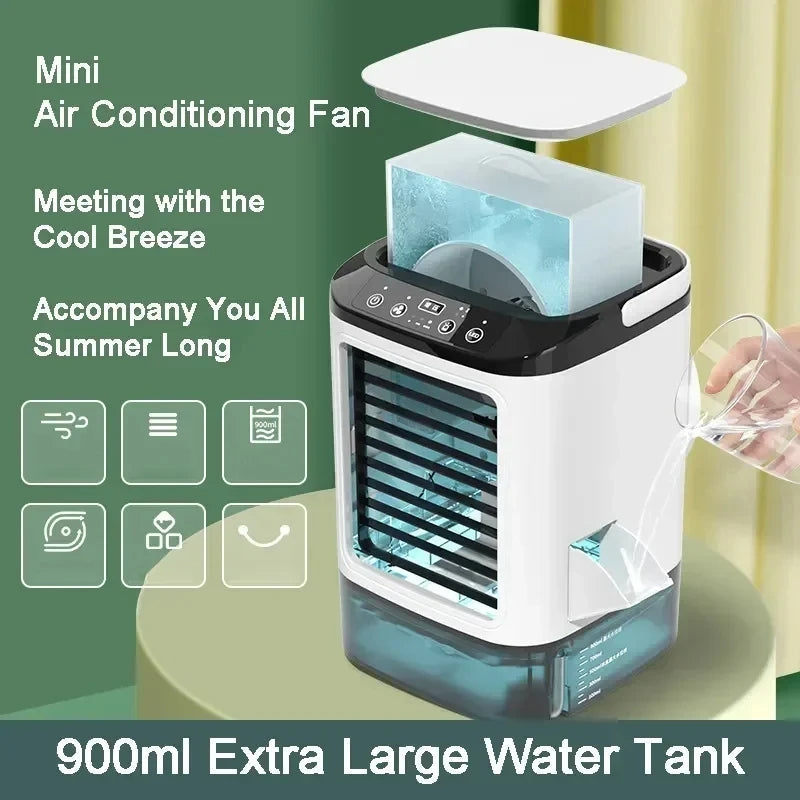 3-Speed Portable Mini Air Conditioner – Ultrasonic Personal Desk Cooler Fan with Misting, USB Evaporative Cooler for Office, Bedroom & Summer Heat