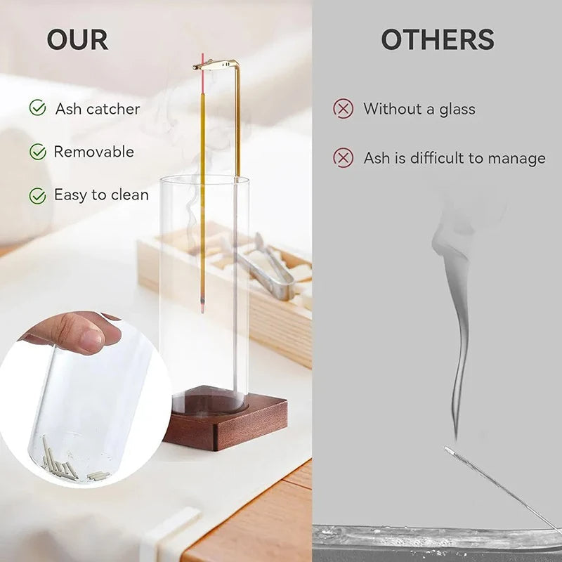 Glass Incense Holder with Ash Catcher