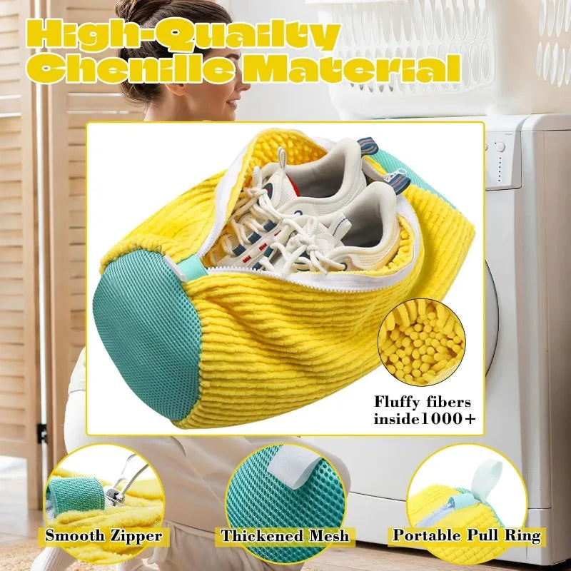 2-Pack Shoe Laundry Washing Bags – Mesh Sneaker Washer Protector Bags for Machine Wash, Prevents Damage & Noise, Fits All Shoe Sizes
