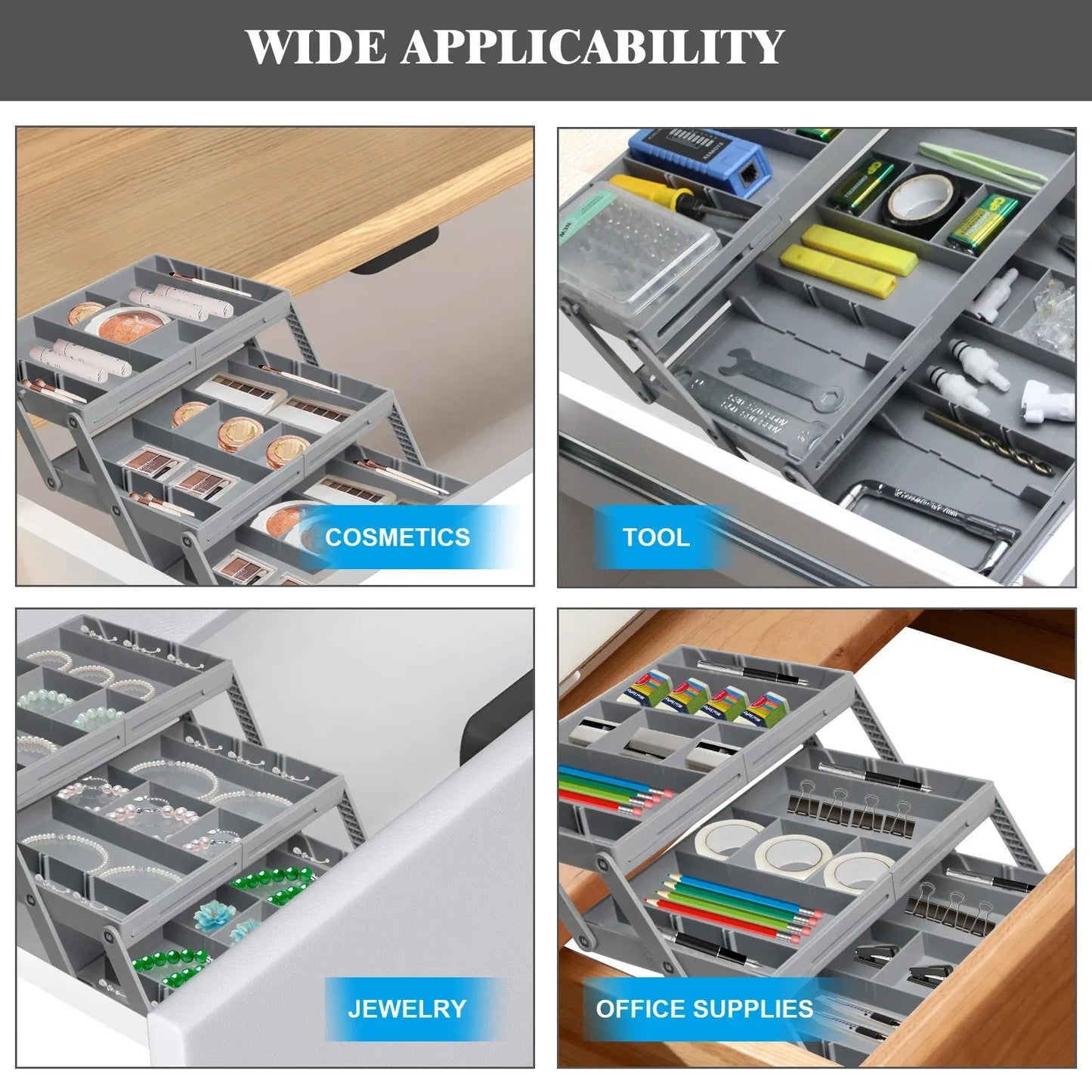 3-Tier Plastic Drawer Organizer – Stackable Desk & Dresser Storage Organizer for Office, Bathroom & Bedroom, Multi-Purpose Drawer Cabinet