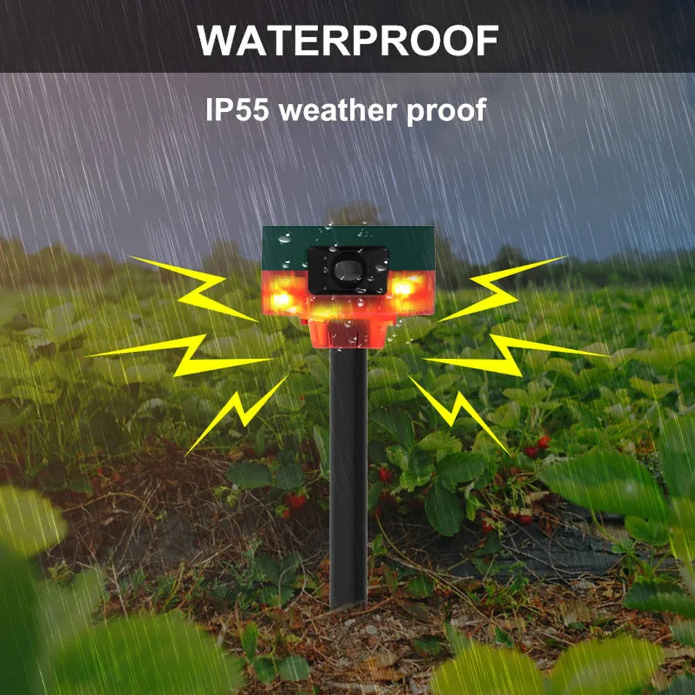 360° Solar Ultrasonic Animal Repeller – Garden Pest Deterrent for Pigeons, Birds, Wild Boar, Rabbits & Deer, Waterproof Outdoor Spike Repellent