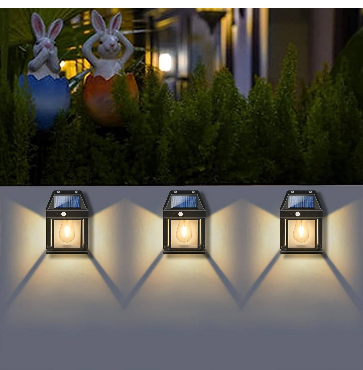 2-Set Outdoor Solar Wall Lamp – Waterproof LED Solar Security Light for Garden, Driveway, Fence, Patio, Backyard Pathway Lighting