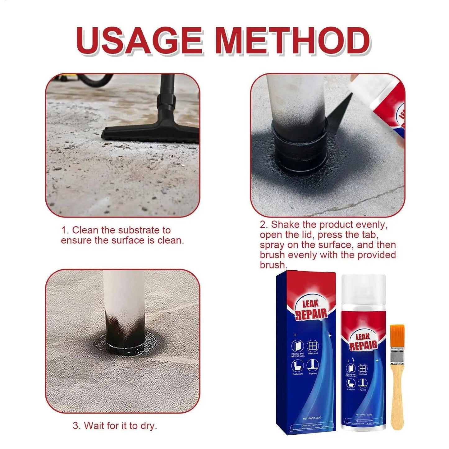 2-Set Waterproof Leak Repair Sealant Spray – All-Purpose Flex Seal Rubberized Coating for Roof, Pipe, Window, Gutter & Water Leak Fixes