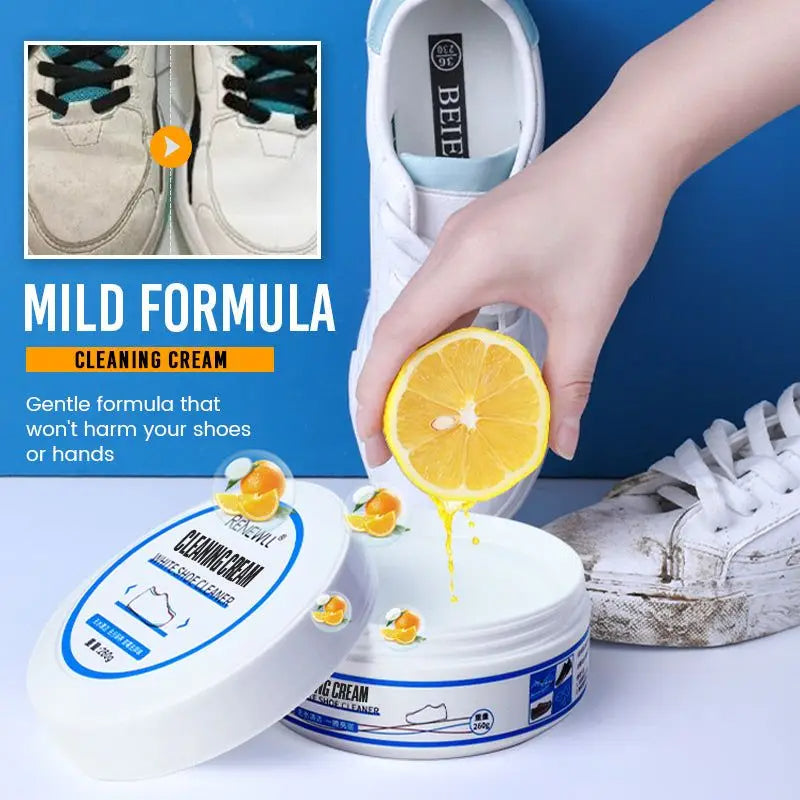 White Shoe Cleaner Cream 100g – All-Purpose Sneaker Cleaning Foam, No-Water Formula for Canvas, Leather & Rubber, Restores Bright White