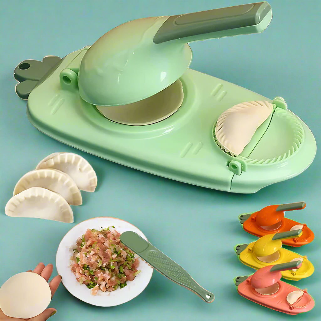 2-in-1 Dumpling Maker Press & Mold Machine – DIY Empanada, Pierogi & Dumpling Wrapper Mold Tool, Easy Homemade Dumplings for Chinese, Asian Cooking