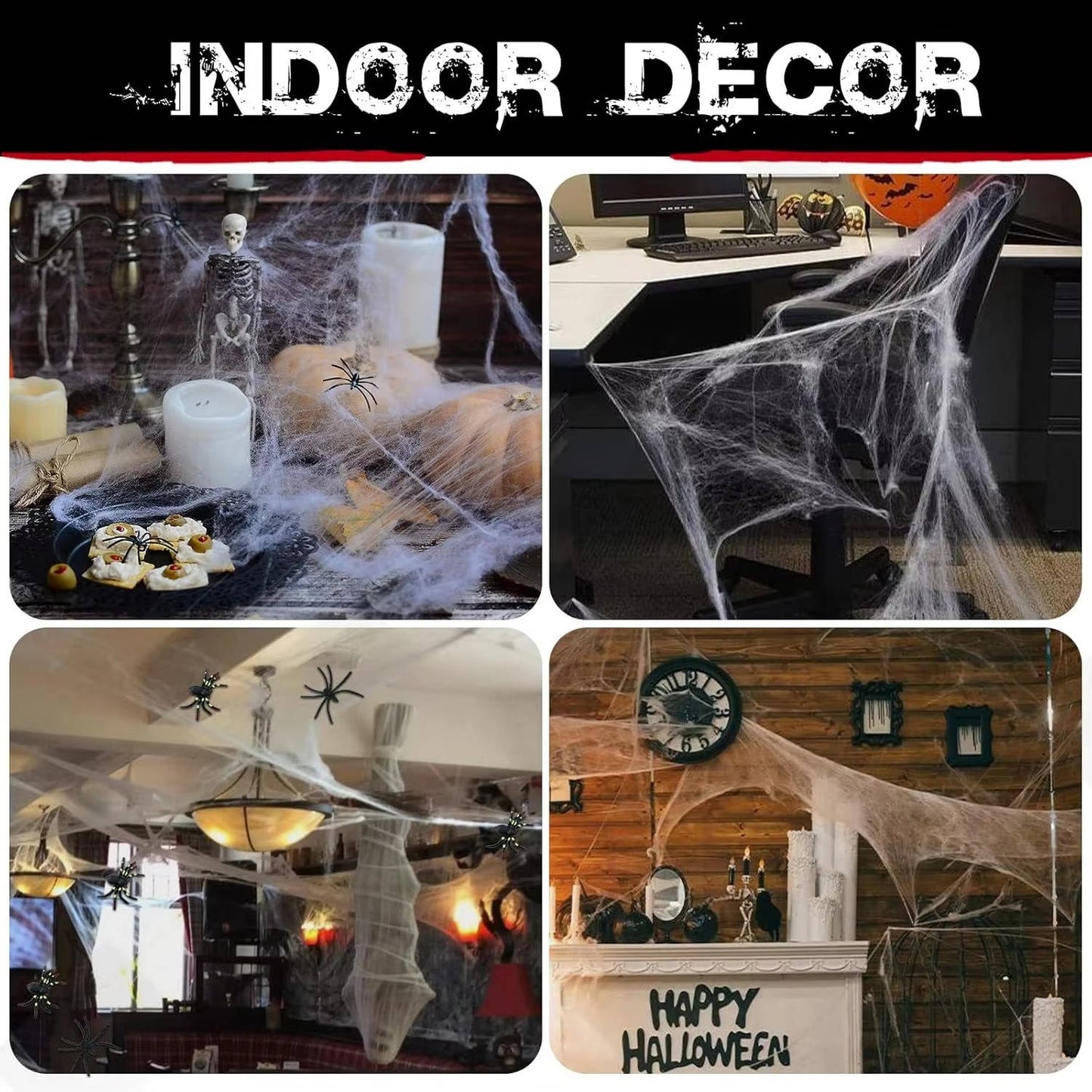 200 Sq Ft Halloween Spider Web Decorations with Fake Spiders – Giant Stretchable Cobweb Set for Outdoor Yard, Porch, Fence & Halloween Party Decor