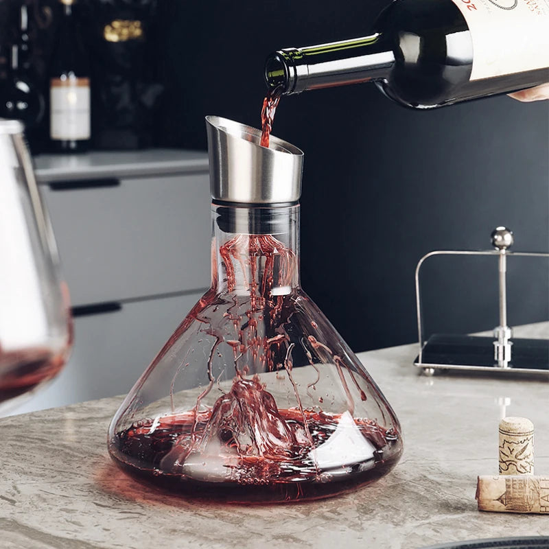 1500ml Crystal Glass Wine Decanter with Aerator – Hand-Blown Red Wine Carafe, Elegant Wine Decanter Set for Wine Enthusiasts & Gifting