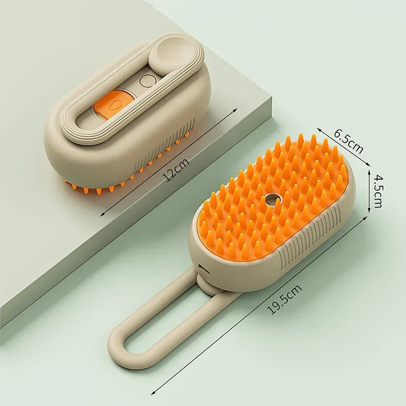 3-in-1 Pet Steam Grooming Brush – Steaming Cat & Dog Brush with Massage Pins, Deshedding & Coat Conditioning for All Pet Coat Types