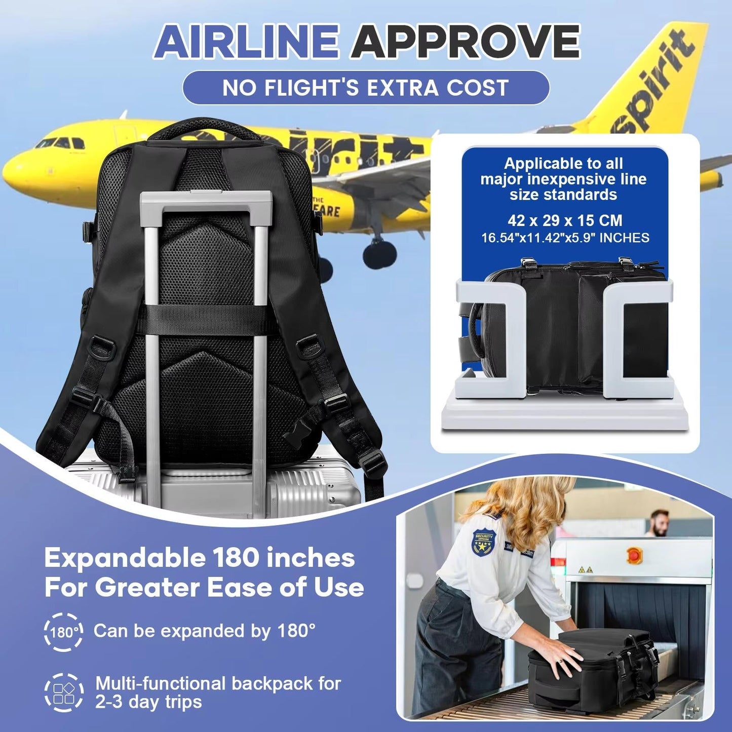 15.6 Inch Laptop Travel Backpack – Vacuum Compression Anti-Theft Carry-On Bag for Men & Women, Business Travel, Weekender, TSA-Approved