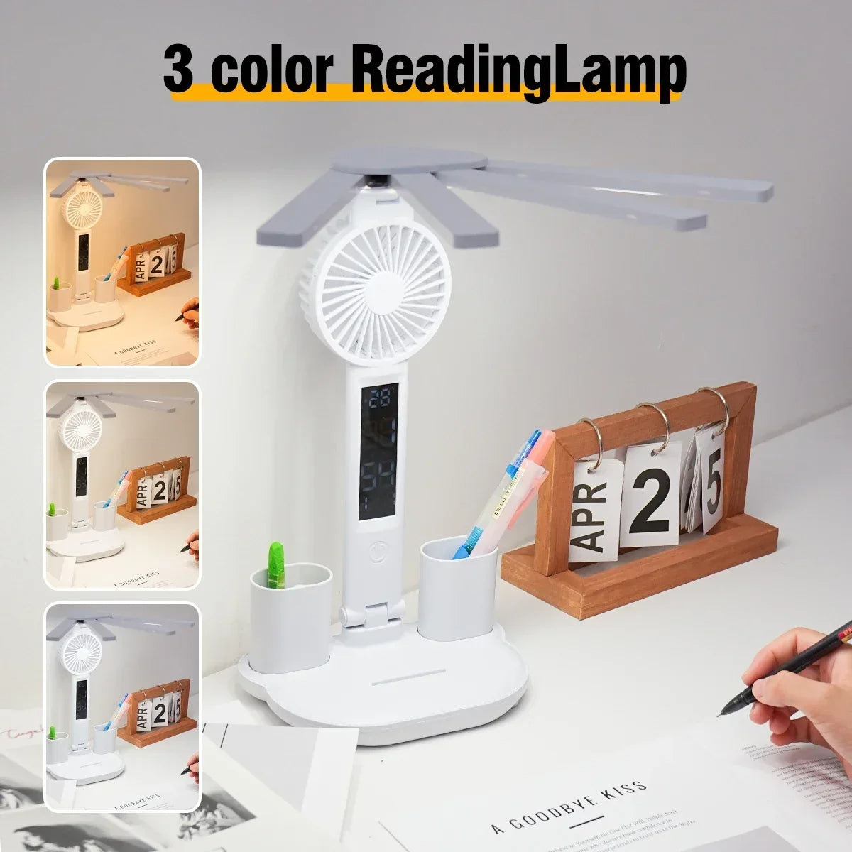 3-in-1 Multifunction LED Desk Lamp – Touch Dimmable Table Light with USB Charging Port & Phone Holder for Home Office, Study & Bedroom