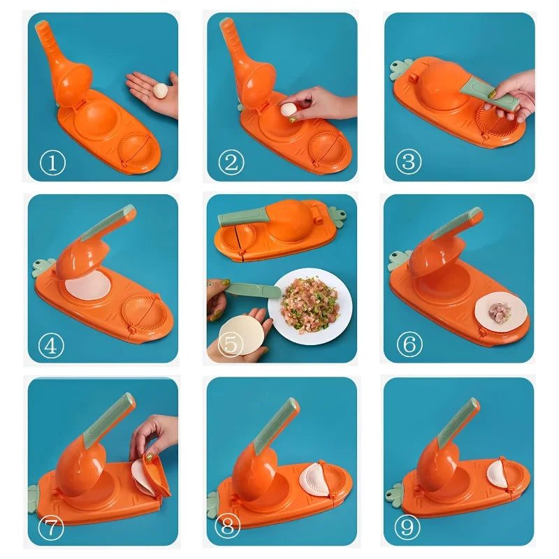 2-in-1 Dumpling Maker Press & Mold Machine – DIY Empanada, Pierogi & Dumpling Wrapper Mold Tool, Easy Homemade Dumplings for Chinese, Asian Cooking
