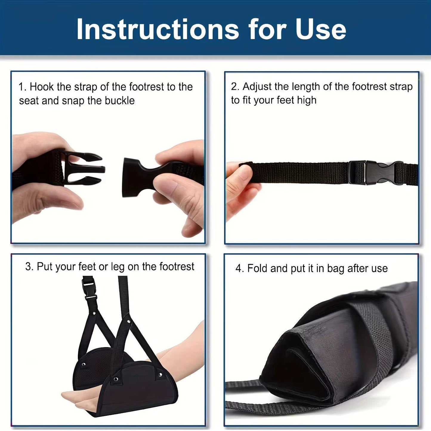 2-Set Airplane Foot Hammock – Adjustable Under-Desk Foot Rest Hammock for Long Flights, Office, Travel Comfort, Leg Rest Footrest Sling