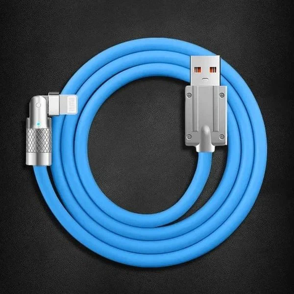 180° Rotating Fast Charge Cable – Right Angle USB C / Micro USB / Lightning Cable, Braided Nylon Anti-Break Phone Charging Cord for iPhone & Android